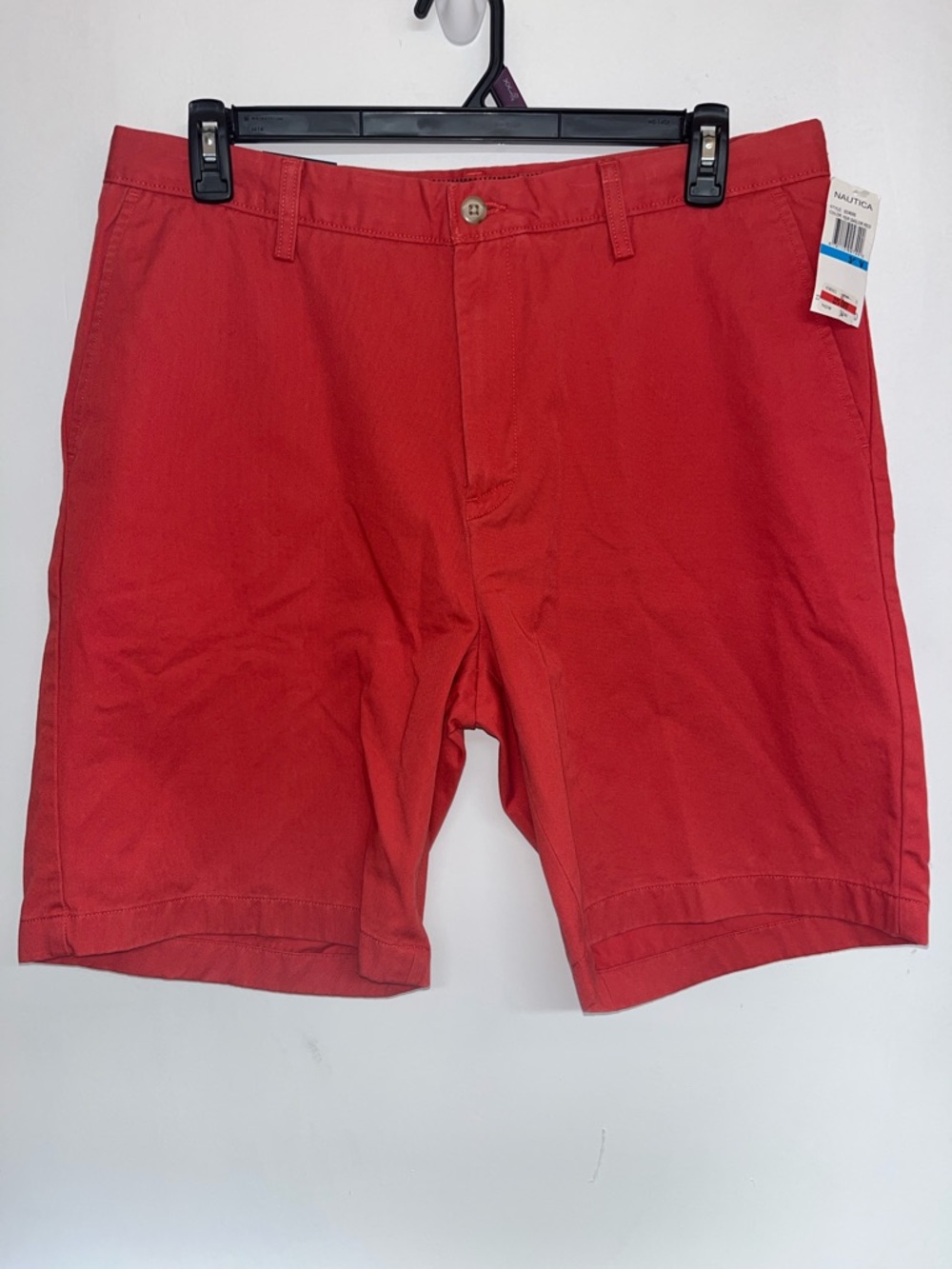 Nautica Sz 36 Men’s Sailor Red Flat Front True Khaki Shorts, 100% Cotton NWT